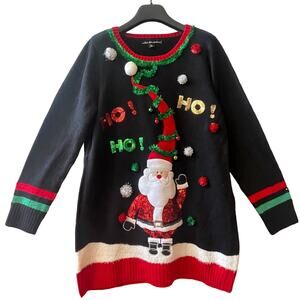 United States Sweaters Santa HO HO HO Ugly Christmas Sweater Dress Size XL NWOT